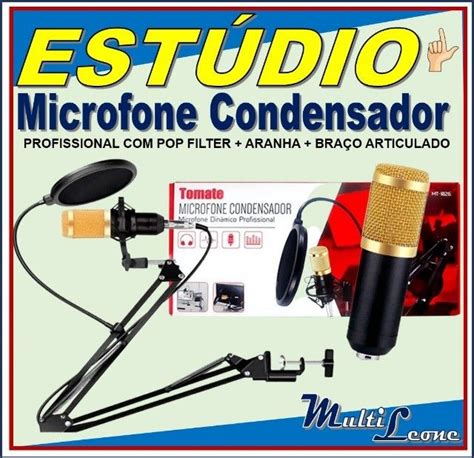 Microfone Condensador Est Dio Profissional Aranha Bra O Articulado