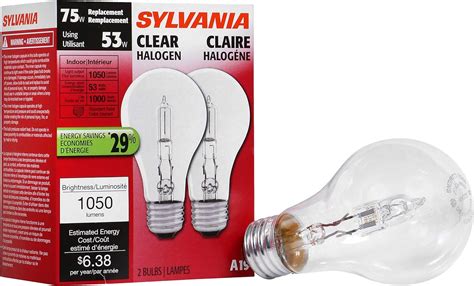 Sylvania Halogen A19 75w Replacement Light Bulb E26 Medium Base 1050