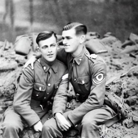 A Professional Photograph Of Two Handsome Young Wwii Stable Diffusion