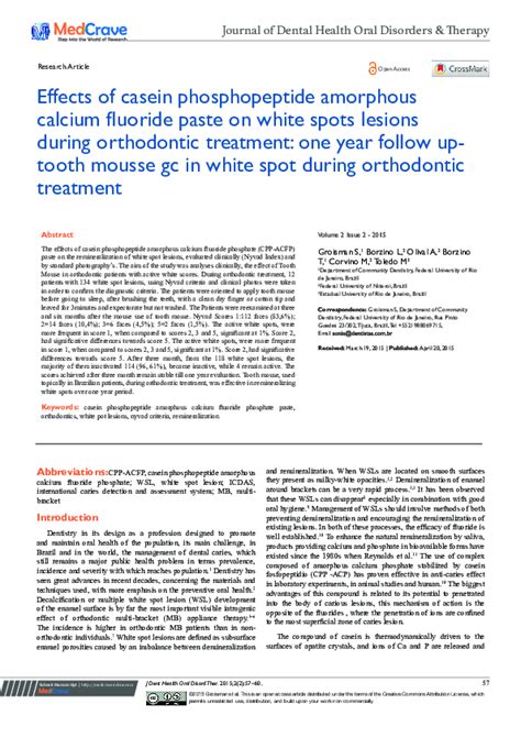 Pdf Effects Of Casein Phosphopeptide Amorphous Calcium Fluoride Paste