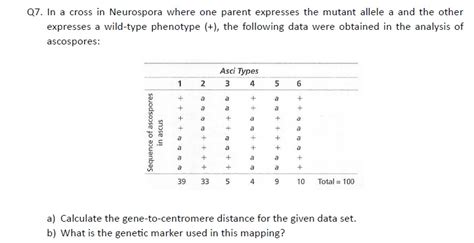 Solved Q7 In A Cross In Neurospora Where One Parent Chegg