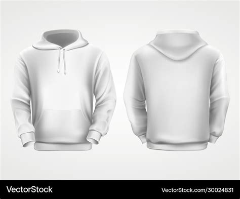 White Hoodie Sweatshirt Sportswear Mockup Vector Image