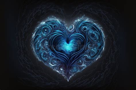 Ethereal Spiritual Heart With Mysterious Blue Energy Swirling Inside