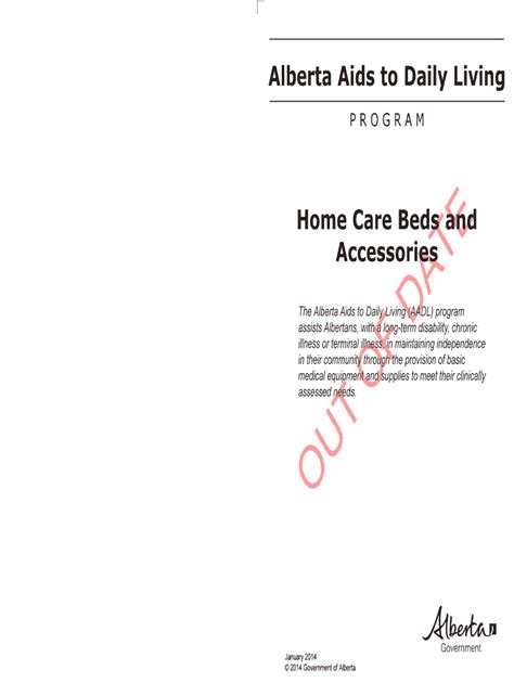 Fillable Online Open Alberta Alberta Aids To Daily Living Homecare Beds