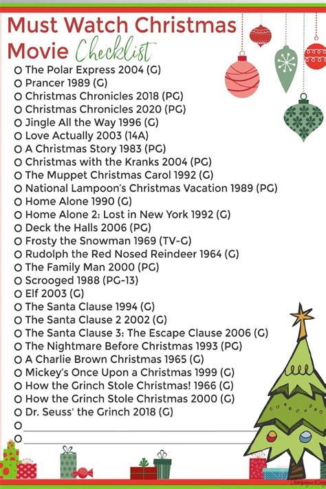 Must Watch Christmas Movies With Free Printable Checklist Artofit