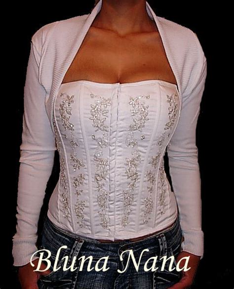 LE CORSET COTON BLANC BRODERIES ARGENTS ET PERLES POUR MARIAGE OU