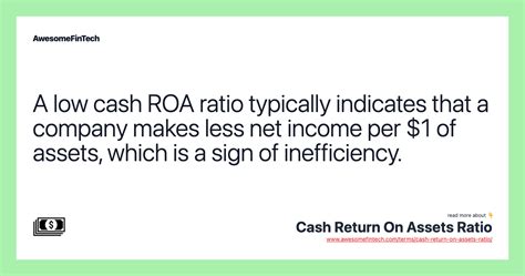 Cash Return On Assets Ratio Awesomefintech Blog