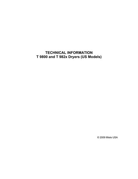 Miele T9800 Technical Manual Manualzz