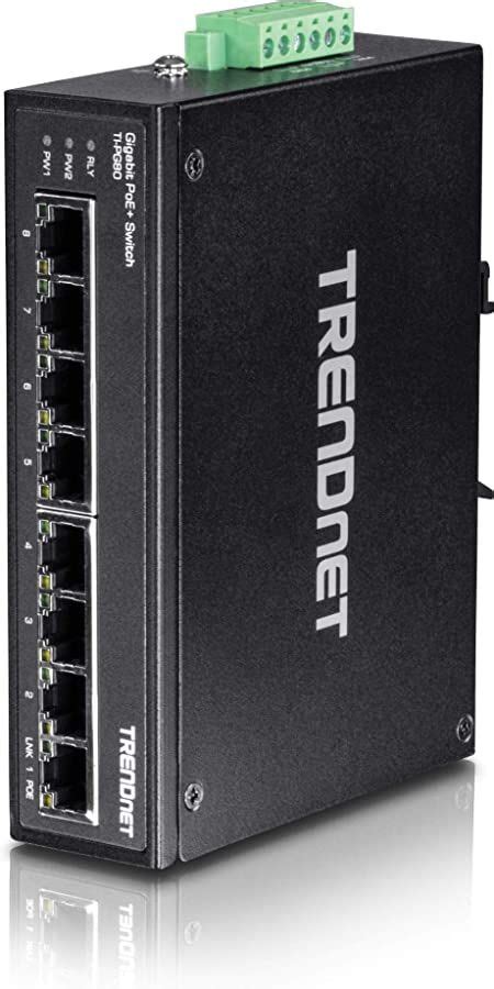 TRENDnet 8 Port Hardened Industrial Unmanaged Gigabit PoE DIN Rail