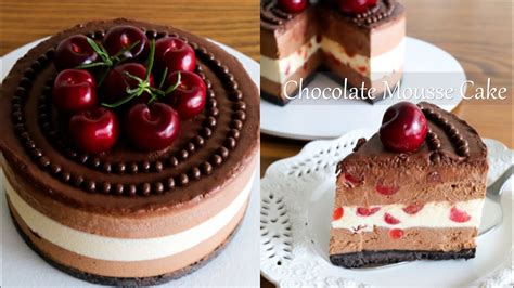 [노오븐] 체리 초콜릿 무스케이크 Perfect Cherry Chocolate Mousse Cake Youtube