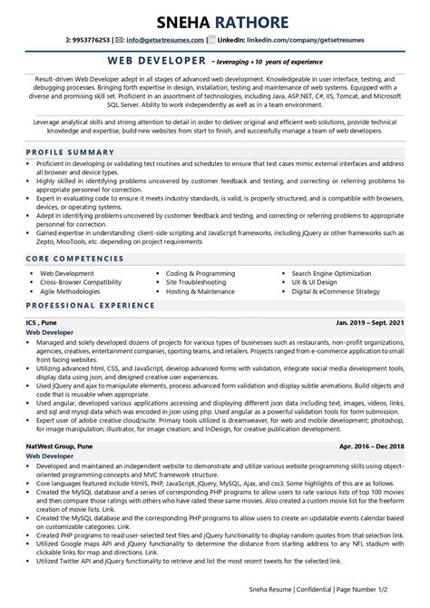 Web Developer Resume Examples For Resume Worded Web Developer