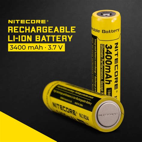 NITECORE Baterai Rechargeable 18650 Li Ion 3 7V 3400mAh 1 PCS NL1834