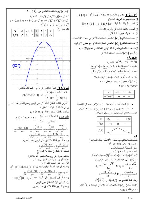 الاشتقاق تمارين محلولة 1 Alloschool