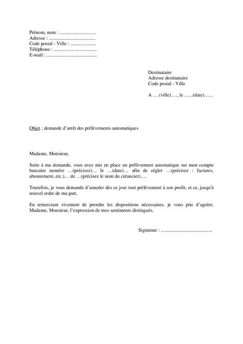 Mod Le De Lettre Pour Arr Ter Un Pr L Vement Automatique Bancaire