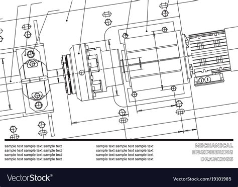 Mechanical Engineering Drawings Cover Label Vector Image