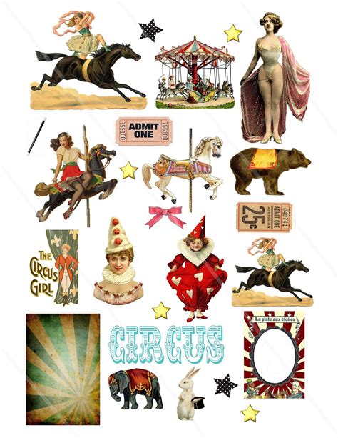 Vintage Circus Party Clipart Clip Art Digital Collage Sheet - Etsy