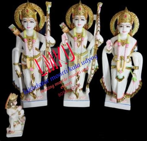 Multicolor Painted Marble Ram Darbar Statue For Worship Size 18 Inch