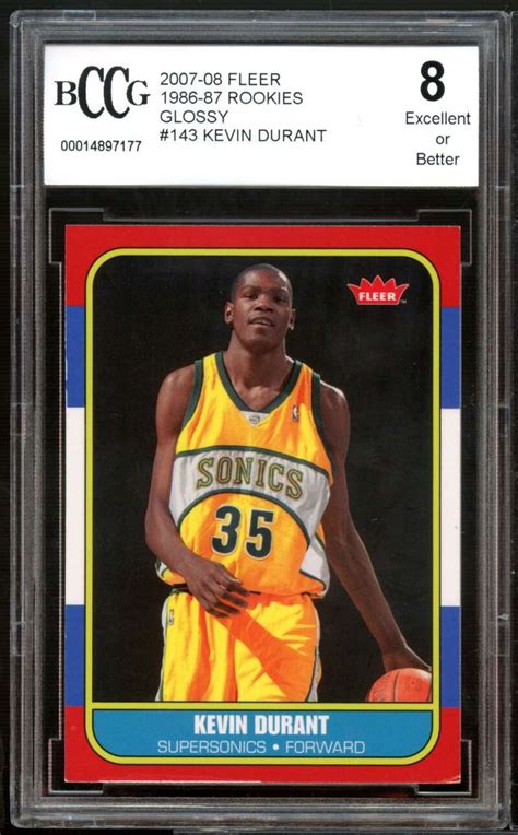 2007 08 Fleer 86 87 Rookies Glossy 143 Kevin Durant Rookie Card BGS