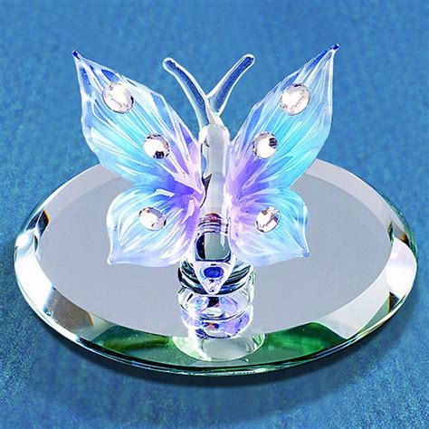 Glass Baron Blue Butterfly Figurine Swarovski Crystal Figurines Glass Figurines Crystal