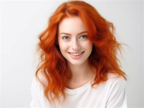 Premium Ai Image Portrait Of Beautiful Cheerful Redhead Girl With