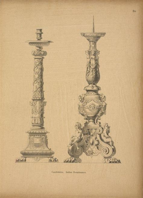 Candelabra Italian Renaissance Architecture Blueprints Perspective