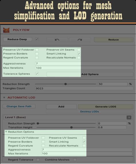 Poly Few Mesh Simplifier And Auto LOD Generator