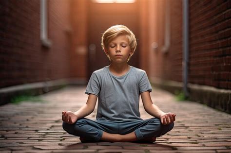 Premium Ai Image Child Meditating