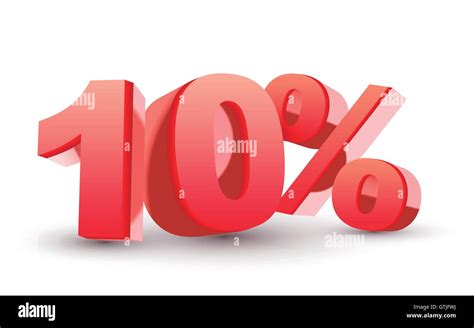 3d Shiny Red Discount Collection 10 Percent Isolated White Background