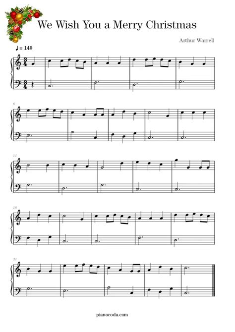 We Wish You a Merry Christmas Piano Sheet Music