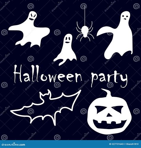 Happy Halloween Party Day Magic Collection Dark Theme Vector Stock Vector Illustration Of