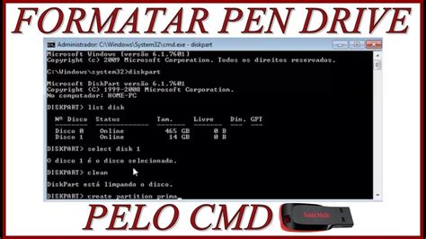 Como Formatar Pendrive Por Completo Pelo Cmd Youtube