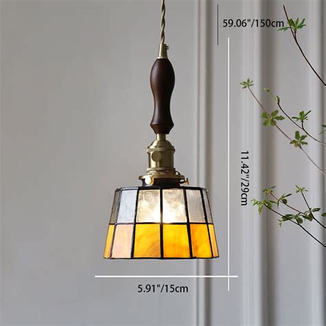 Modern Creative Minimalist Stained Glass Cylinder 1 Light Pendant Ligh Bulbsquare