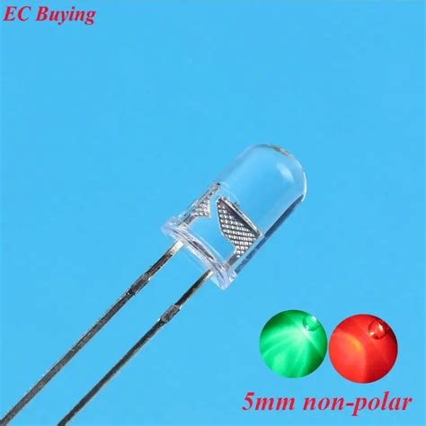 Pcs Mm Led Bi Color Clear Red Green Non Polar Round Light Emitting