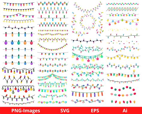 Christmas Lights SVG Christmas Lights Clipart Merry - Etsy