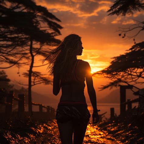 Premium AI Image | sunset silhouette running