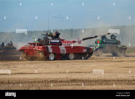 MOSCOW REGION, RUSSIA - AUGUST 25, 2020: The tank of the Russian tank ...