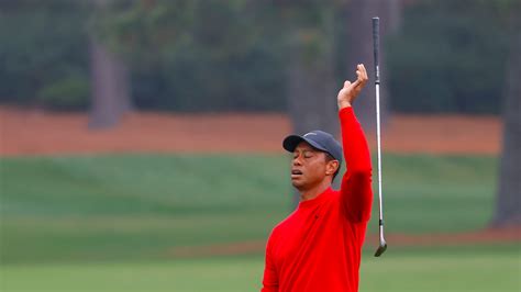 Masters Champion Tiger Woods Drops His Club In Reaction To A Stroke On