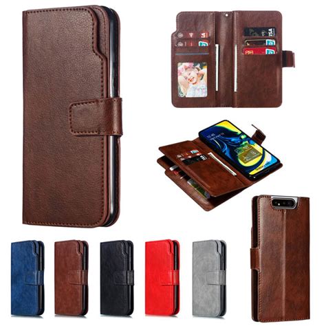 Samsung Galaxy A80 Wallet 9 Card Slots Stand Case Brown