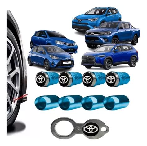 Kit Azul Toyota Antifurto Bico De Roda Cromado V Lvula Pino