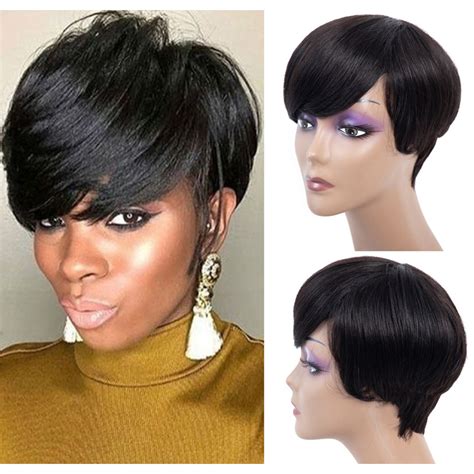 Short Human Hair Wigs 100 Real Virgin Human Hair Short Pixie Cut Wigs For Black Women Wig And