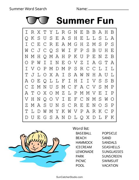 Summertime Word Search Printables - Free Crafts Printables