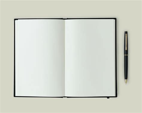 Blank Plain White Notebook Page With A Pen Mockup Premium Image By