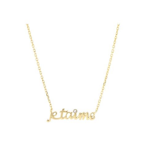 Collier En PLAQUE OR Et Oxyde De Zirconium JE T AIME