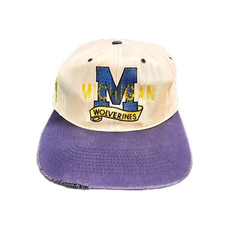 Vintage Michigan Wolverines 90s Distressed Snapback... - Depop