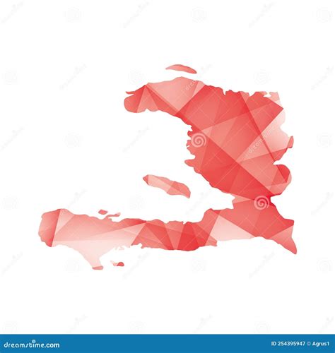 Vector Illustration Of Haiti Map With Red Colored Geometric Shapes