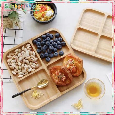 Beech wood serving tray,snack/fruit/breakfast/coffee food plate serving ...