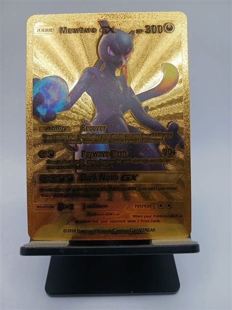 Pokemon Mewtwo Gx Gold Metal Custom Card Values Mavin