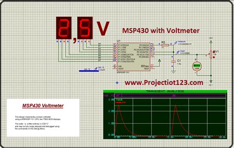 MSP430 Microcontroller With Voltmeter In Proteus