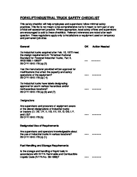 Forklift Safety Checklist Comprehensive Pdfcoffeecom