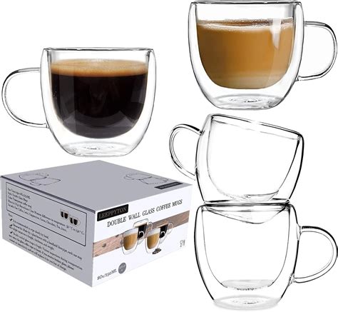 Lot De Tasses Caf En Verre Double Paroi Avec Manches Tasses